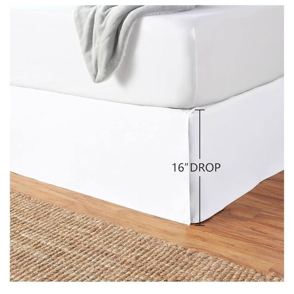 Amazon Basics Lightweight Pleated Bed Skirt, Full, Bright White, Solid White - Picture 3 of 4